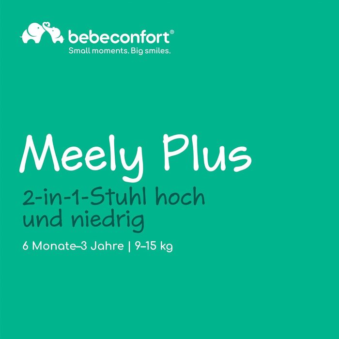 Дитячий стільчик Bebeconfort Meely Plus 2-в-1 (6-36 місяців), 15 кг, легкий, для подорожей, 5-точкова система фіксації, Tinted Graphite