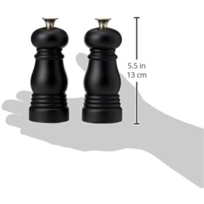 Набір для перцю та солі Le Creuset Kleines Mühlenset, чорний матовий, керамічний млин, ABS-пластик, 5x5x12.1 см