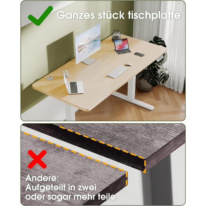 Електричний стіл Flamaker з регулюванням висоти, 160 x 60 см, з пам'яттю, для геймінгу, USB-зарядка (Бежевий)