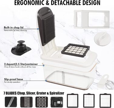 Набір для нарізки овочів RüK 22-в-1: нарізник, шинкувальник, овочечистка, фрукти - для кухні, ABS, великий розмір