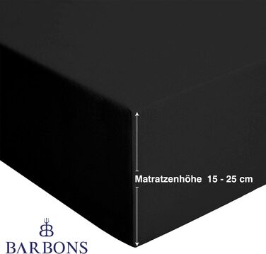 Простирадло BARBONS Premium Fitted Sheet 160x200 см сертифіковане Oeko-TEX, 100 бавовняне простирадло, простирадло з трикотажу, простирадло, простирадло до 25 см висота матраца (чорний - 160x200 2 шт. ) Простирадло приталене 160x200 см (2 шт. ) Чорний