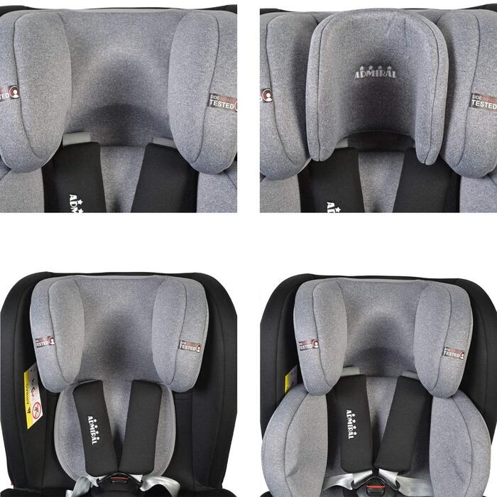 Дитяче автокрісло Cangaroo Admiral ISOFIX Group 0/1/2/3 (0-36 кг) поворотне регульоване, коліртемно-сірий