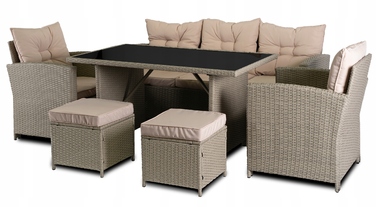 Комплект садових меблів із техноротанга MEBEL ELITE, бежевий, 6 предметів