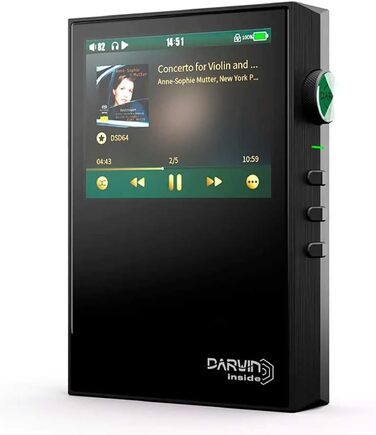 HiBy RS2 Hi-Res аудіоплеєр з Pure Audio System, до 4 ТБ пам'яті, Darwin архітектура, підтримка MQA 8X, DSD256, акумулятор на 10 годин
