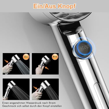 Фільтр-лійка для душу MEKO з високим тиском, ручна насадка з 15-шаровою системою фільтрації, шланг 1,5 м, 3 режими, економна водою, видаляє хлор, жорстку воду, важкі метали (сріблястий)