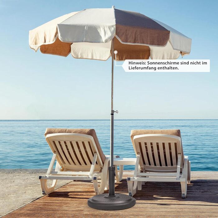 Підставка для парасольки Paramondo, кругла, з полімерного бетону, для масту до Ø 50 мм, з адаптерними втулками (чорна)