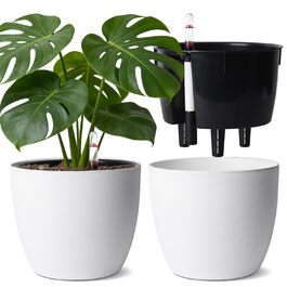 Автоматичні горщики для квітів T4U з індикатором води, 2 шт., 20 см, білий. Підходять для монстери та розмарину, для дому та саду