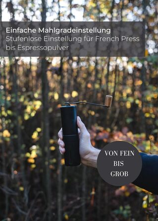 Ручна кавомолка Lambda Coffee з нержавіючої сталі та керамічним жорном | Для еспресо та інших сортів кави | З регулюванням ступеня помолу | Nautic Night