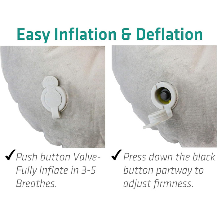 Подушка для подорожей TREKOLOGY надувна, блакитна: для шиї та голови в літаку та під час подорожей