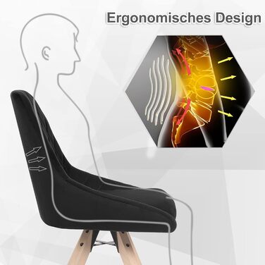Набір обідніх стільців Woltu для вітальні, кухні, їдальні (8 шт.), з оксамитовим покриттям, букові ніжки, до 150 кг, чорний колір