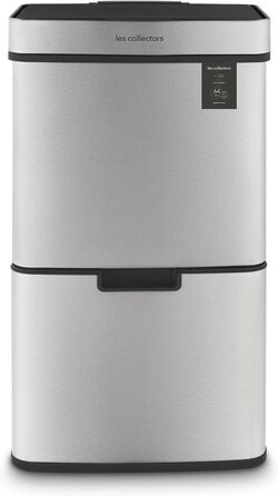 Сенсорний сміттєвий бак Les Collectionneurs №1012, 69л, 3 відсіки (47+11+11л), автоматичне відкривання, інфрачервоний датчик, тихе закривання, дизайн (срібло)