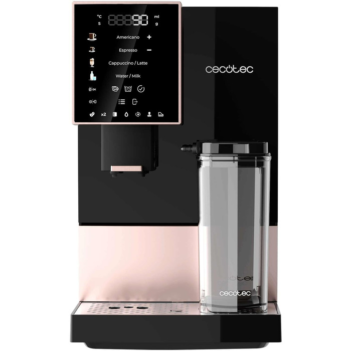 Кавомашина автоматична Cecotec Cremmaet Compactccino Black Rose, 19 bar, Thermoblock, молочник, подрібнювач зерен, 1,1 л резервуар для води