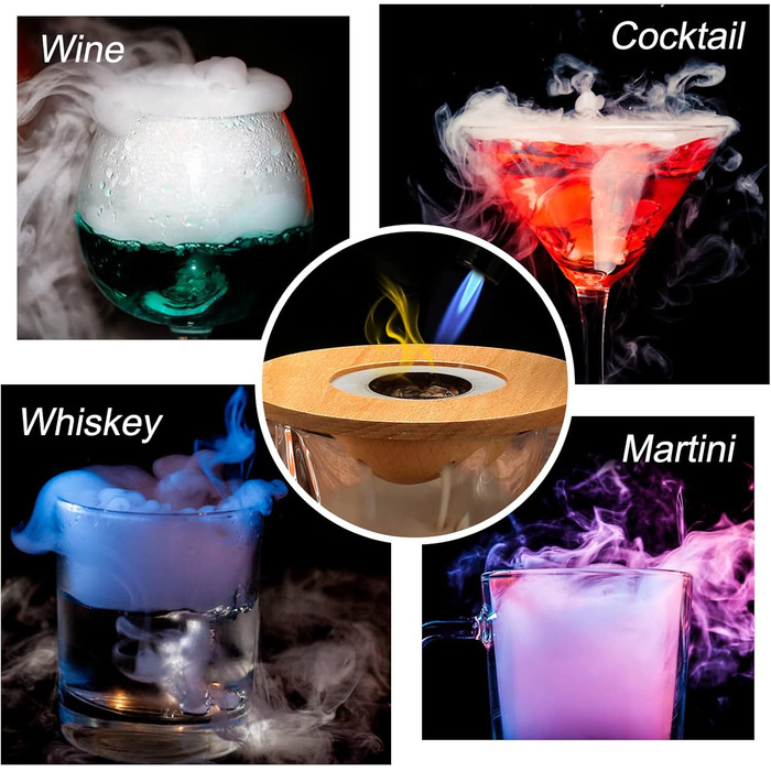 Набір для копчення коктейлів та віскі Saturn: копчення віскі, коктейлів, бурбону, кави та м'яса. 4 дерев'яні чіпси в комплекті