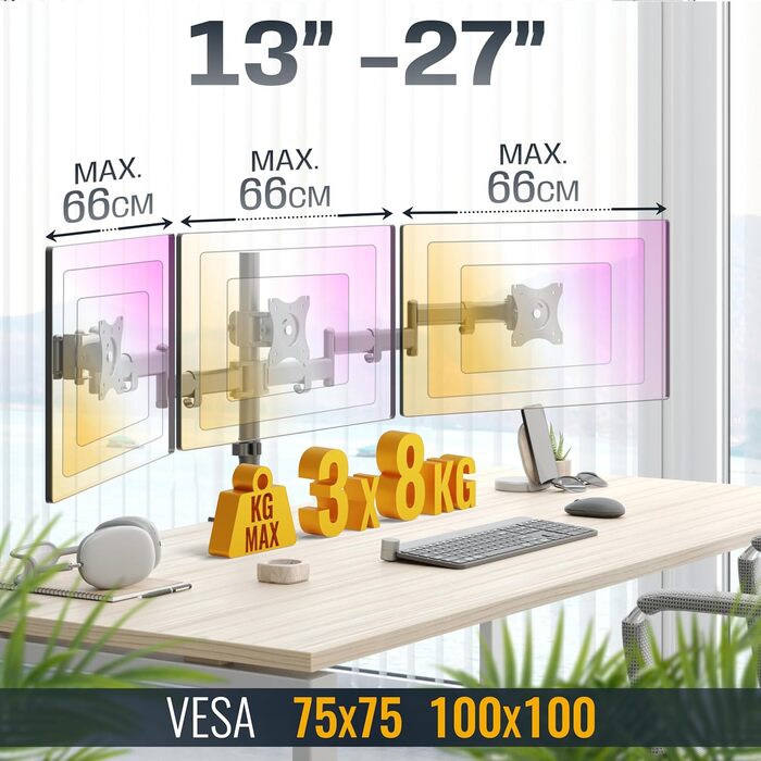 Підставка для монітора RICOO 2 монітори, Dual Monitor Arm, TS7811, чорний