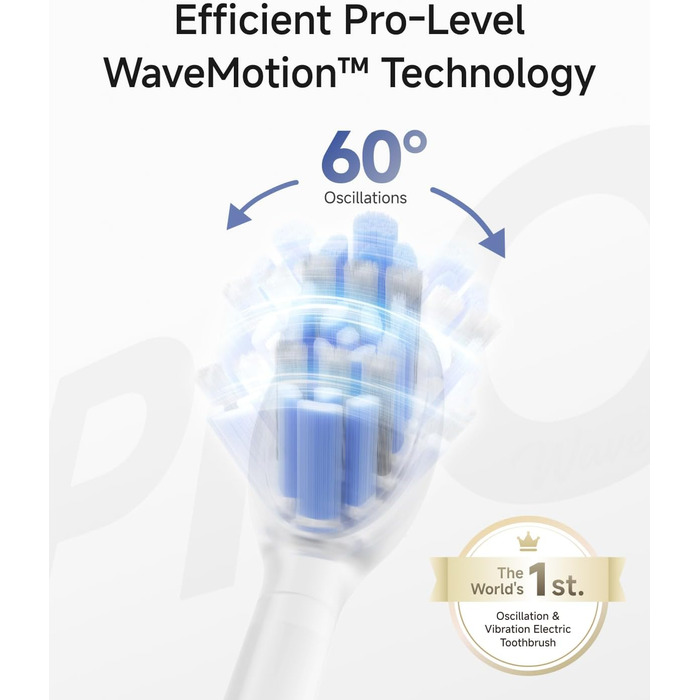 Електрична зубна щітка Laifen Wave Pro з 6 режимами, акумулятор на 70 днів, прозорий корпус (нержавіюча сталь)