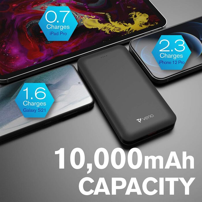 Вт PD & QC 3.0, 4 виходи 2 входи швидкий зарядний пристрій, 10000mAh PD, USB-C & MFI Lightning, 18