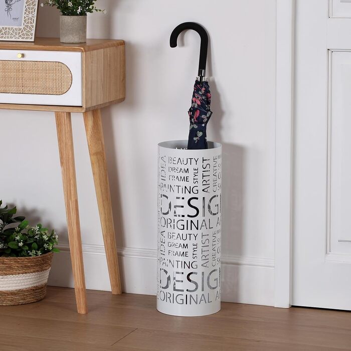 Сучасна металева підставка для парасоль для дому, біла, 49 x 19 x 19 см