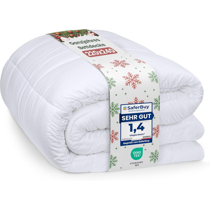 Плед Utopia Bedding 220x240 см: легкий плед з мікрофібри для 2 осіб (білий)