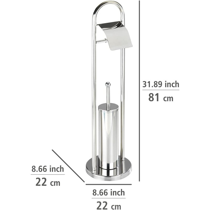 Набір Vasto нержавіюча сталь - тримач для щітки для унітазу, нержавіюча сталь, 22 x 81 x 22 см, блискучий