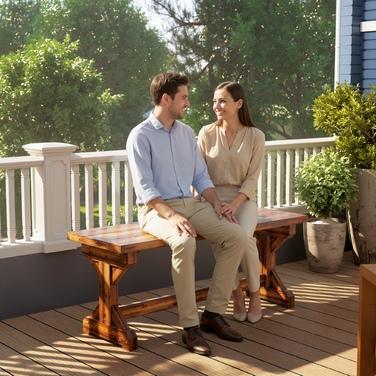 Двомісна садова лавка, стійка до погодних умов, дерев'яна лавка для відпочинку, паркова лавка з Х-подібною основою, витримує до 240 кг, розміри 114 x 40 x 46 см, обвуглена.