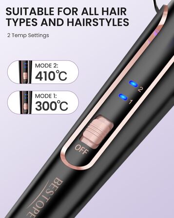 Набір для завивки волосся BESTOPE PRO 5-в-1 з LED-дисплеєм: 3 насадки, регулювання температури, швидкий нагрів, рукавичка, кліпси, рожеве золото