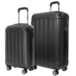 Набір валіз TRVLMORE 2 шт. з твердим корпусом - Чемодан та набір ручних валіз - Набір валіз 2 шт. - Набір валіз для подорожей 2 шт. - Набір валіз з твердим корпусом 2 шт. - Набір ручних валіз 2 шт. - Чорний набір валіз 2 шт.