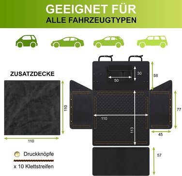 Захист багажника для собак зі знімною додатковою ковдрою-водонепроникна ковдра для собак для автомобілів з нековзним дном і бічним захистом преміум-класу