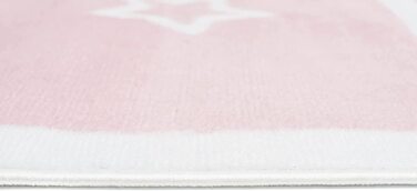 Дитячий килим TAPISO, дитячий килим з коротким ворсом, сірий, білий, рожевий, синій, сіро-коричневий, з квітами, місячний кролик, сучасна дитяча кімната (80 х 150 см, рожево-білий)