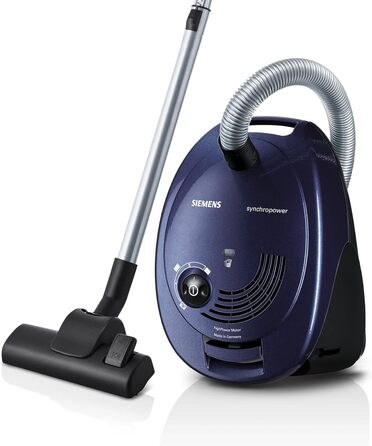 Пилгопоглинач Siemens synchropower VS06A111: мішок, для твердих підлог та килимів, гігієнічний фільтр, сильна тяга, 600 Вт, блакитний