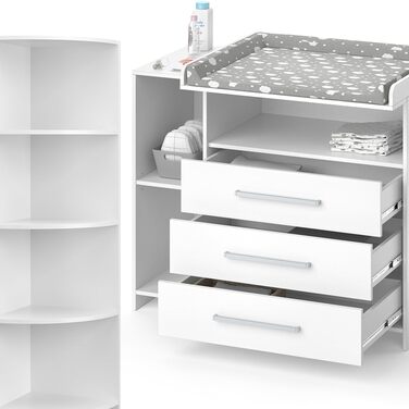 Комод-ліжечко для переодягання Vicco Oskar з пеленальним столиком, білий, 113 x 100 см, з ящиками (1 шт.)