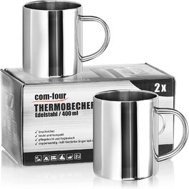 Кавова чашка з нержавіючої сталі com-four - термозбіжна чашка для кави з високоякісної нержавіючої сталі-ізольовані чашки з подвійними стінками - не містить бісфенолу А (400 мл)