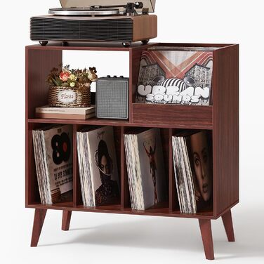 Стійка для платівок з полицями, органайзер для вінілових платівок на 300 альбомів, горіх