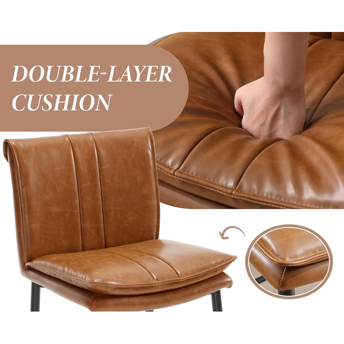 Набір з 2 барних стільців Chairus з PU шкірою, без підлокітників, для кухні, барної стійки, вітальні (зелений, коричневий)