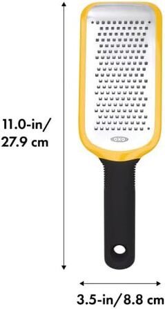 OXO Good Grips Терка кулінарна прямокутна з контейнером для збору з нержавіючої сталі, для овочів та іншого, срібна/чорна (середня)