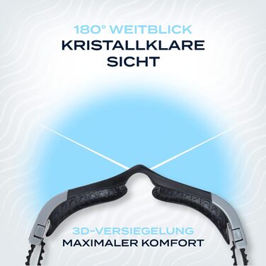 Водні окуляри для плавання з дзеркальною лінзою - Захист від запотівання, захист від ультрафіолету, водонепроникний, без протікання та регульований ремінець - Ідеально підходить для початківців і досвідчених плавців Чорний/сріблястий