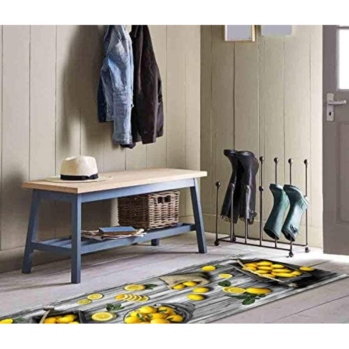 Нековзний водовідштовхувальний килимок, що миється Якість зроблено в Італії Стійкий до плям ПВХ килимок для передпокою для внутрішнього та зовнішнього цифрового друку Лимонний візерунок дерева (52X500)