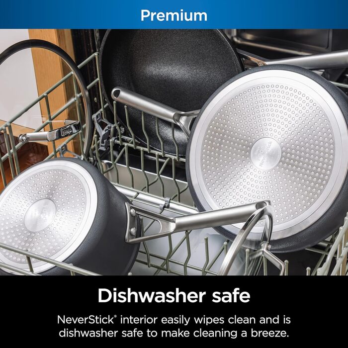 Набір посуду Ninja Foodi NeverStick Premium з нержавіючої сталі, 13 предметів, антипригарне покриття, до 260°C, сірий