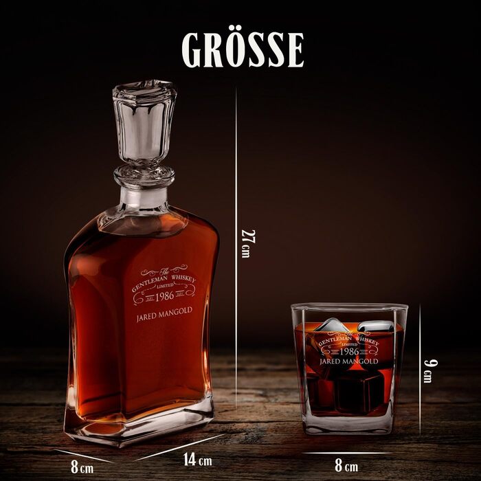 Мавертон Віскі Карафа + Набір склянок для віскі (2/4/6 шт.) з гравіюванням - 700 мл - Ідеальний подарунок для чоловіків, джентльменів