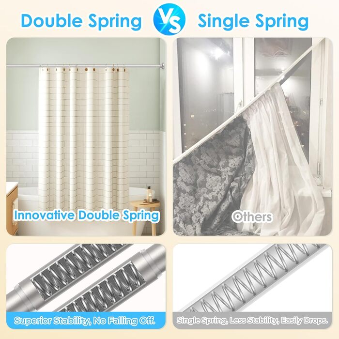 Штанга для штор без свердління AIZESI 113-197 см, телескопічна, для душу/завіси, регульована, діаметр 22 мм, нікель