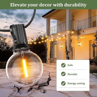 LED гірлянда для зовнішнього використання 9 м, диммувана, з пультом, 75 LED, тепле світло, IP45, для саду, балкону, тераси, кемпінгу та вечірок