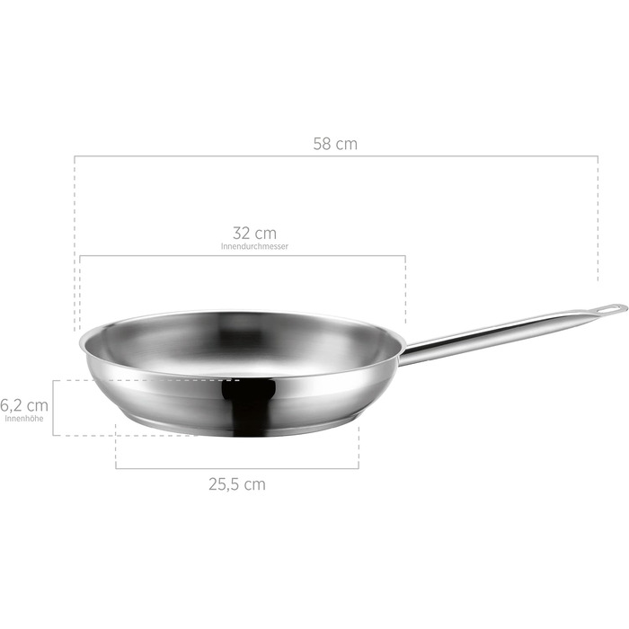 Серія Professional, сковорода 32 см, сковорода з високоякісної нержавіючої сталі 18/10, індукційна