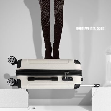 Набір валіз KONO Zwillingsrollen 3шт. (M-L-XL) з ABS-пластику, бежевий колір