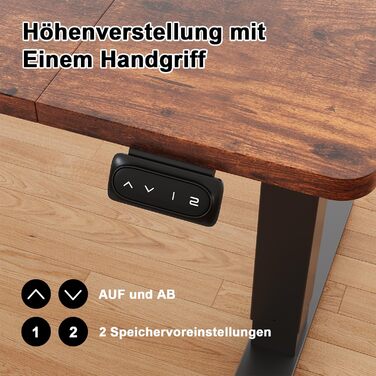 Електричний регульований стіл JUMMICO Standing Desk, висота регулюється, з функцією пам'яті, білий (180 x 80 см, коричневий)