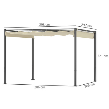 3x3 м Пергола для саду зі знімним дахом, павільйон, навіс для затінку, UPF30+, бежевий