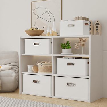 3 Кошики для зберігання з тканини Yawinhe, складані, з ручками, для спальні, білизна, 33x23x20 см, білий/сірий