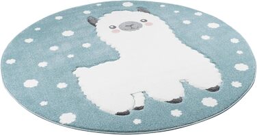 Килимок дитячий Pergamon Maui Kids Alpaca Pastel Blue Round, 3 розміри 160 см