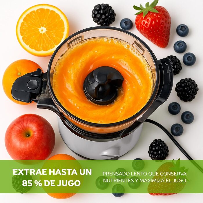 Електричний соковитискач JuiceInstant Kompakter: холодний віджим, BPA-free, з фільтром, сірий