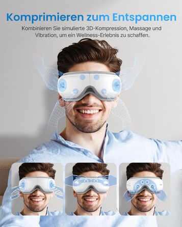 Масажер для очей RENPHO Eyeris 1 з підігрівом, вібрацією та Bluetooth, для зменшення темних кіл та сухості очей, покращує сон, зелений колір