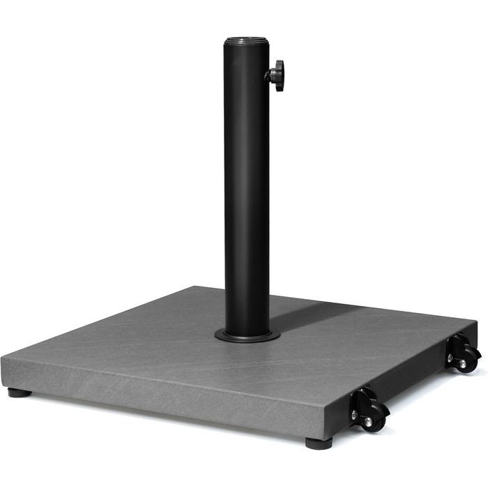 Підставка для парасольки на терасу, 18,1 кг, міцна квадратна підставка з бетону, ринкова підставка з тикового дерева (з колесами), сіра