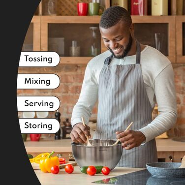 Набір місок для змішування з нержавіючої сталі з кришкою, терткою, ручкою, виливом та герметичним кришкою, антиковзний набір місок для приготування, випічки, зберігання продуктів (3 шт.) Чорний